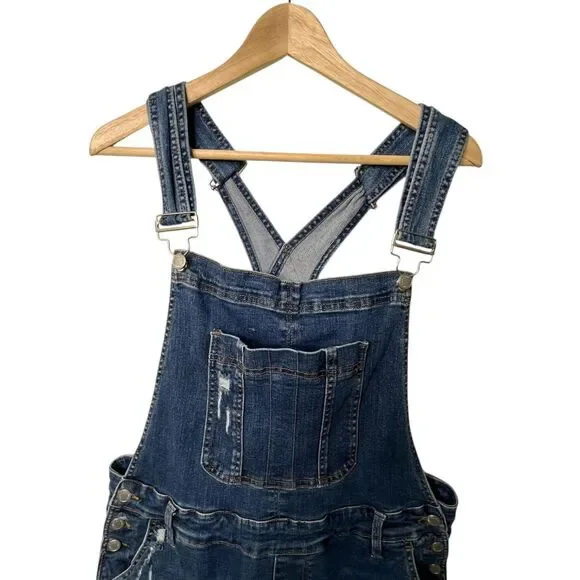 Judy Blue High Waist Double Cuff Denim Short Overalls Sz 2XL - Picture 4 of 13